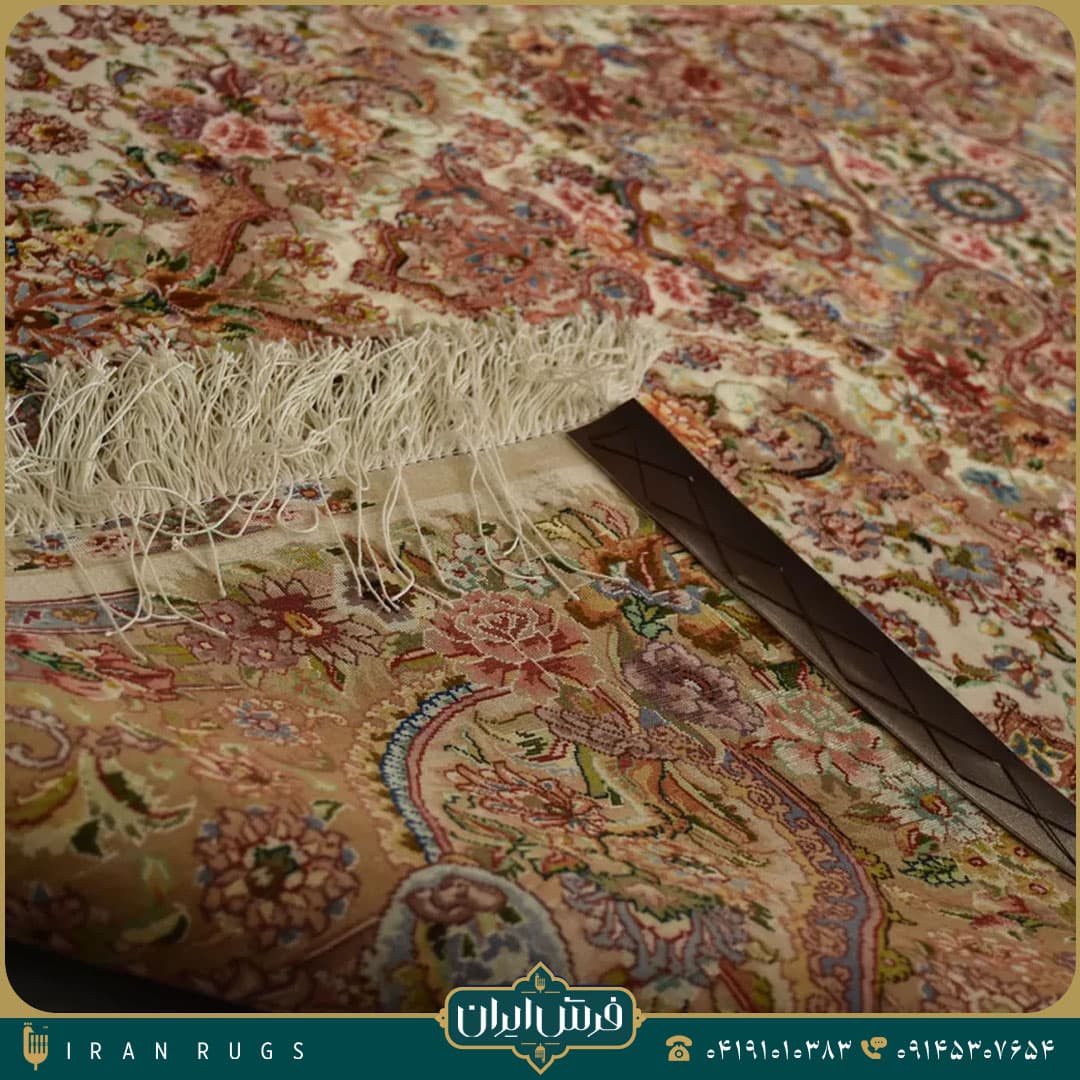خرید فرش دستباف 3 متری نقش سالاری قهوه ای کرمی — تصویر ۶