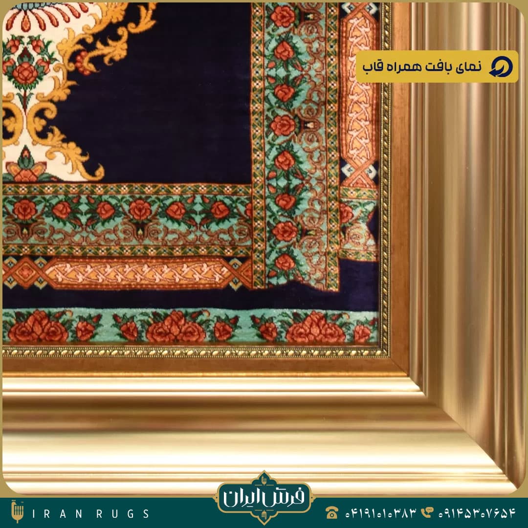 خرید تابلو فرش دستباف طرح گلدان گل رز — تصویر ۳