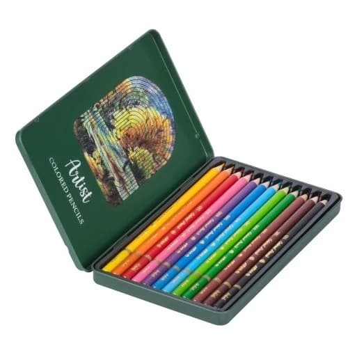 Arya Artist آریا آرتیست مداد رنگی 12 رنگ جعبه فلزی 39010 — تصویر ۲