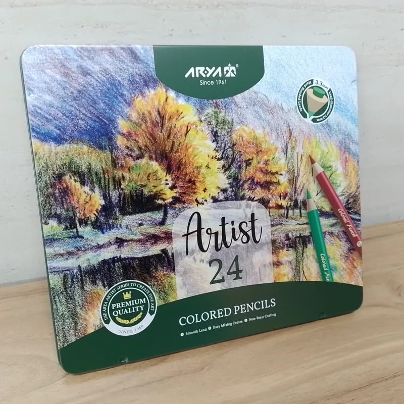 Arya Artist آریا آرتیست مداد رنگی 24 رنگ جعبه فلزی 39027 — تصویر ۶
