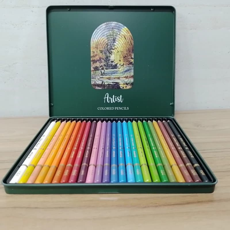 Arya Artist آریا آرتیست مداد رنگی 24 رنگ جعبه فلزی 39027 — تصویر ۴