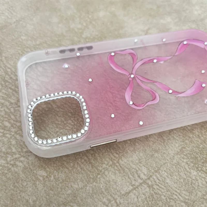 قاب گوشی iPhone 11 آیفون صورتی طرح پاپیون نگین دار کد 1125 — تصویر ۲