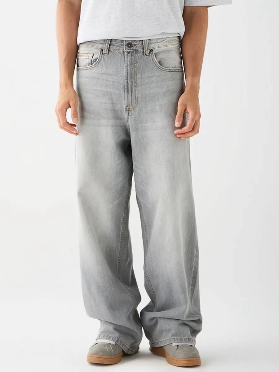 شلوار جین Wide leg Baggy رنگ طوسی روشن برند ECRU