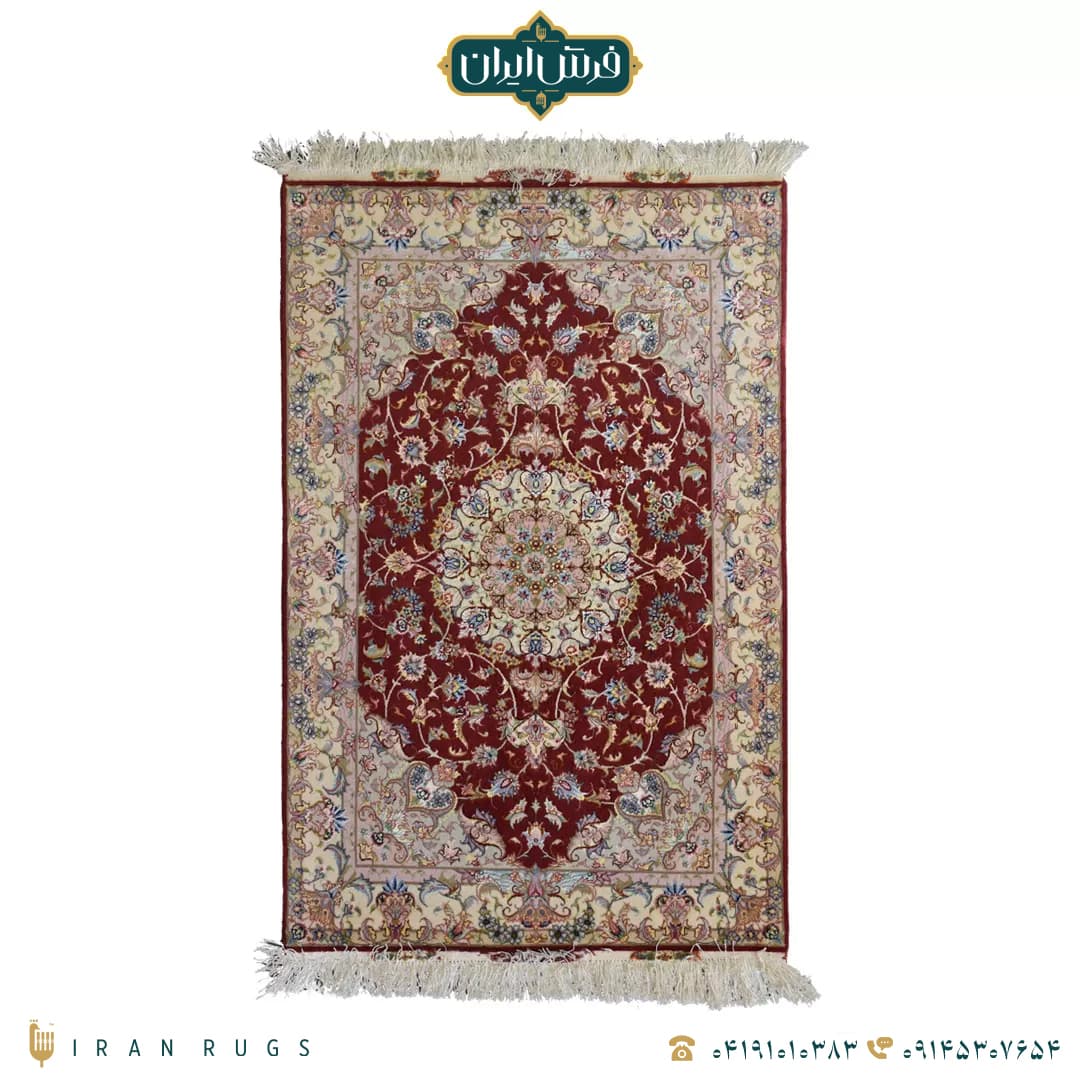 خرید فرش دستباف 1.5 متری نقش اولیا پیازی و زرشکی — تصویر ۵
