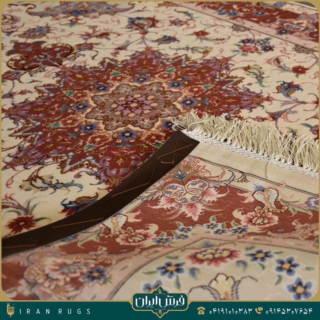 خرید فرش دستباف 1.5 متری نقش اولیا کرمی و زرشکی — تصویر ۷