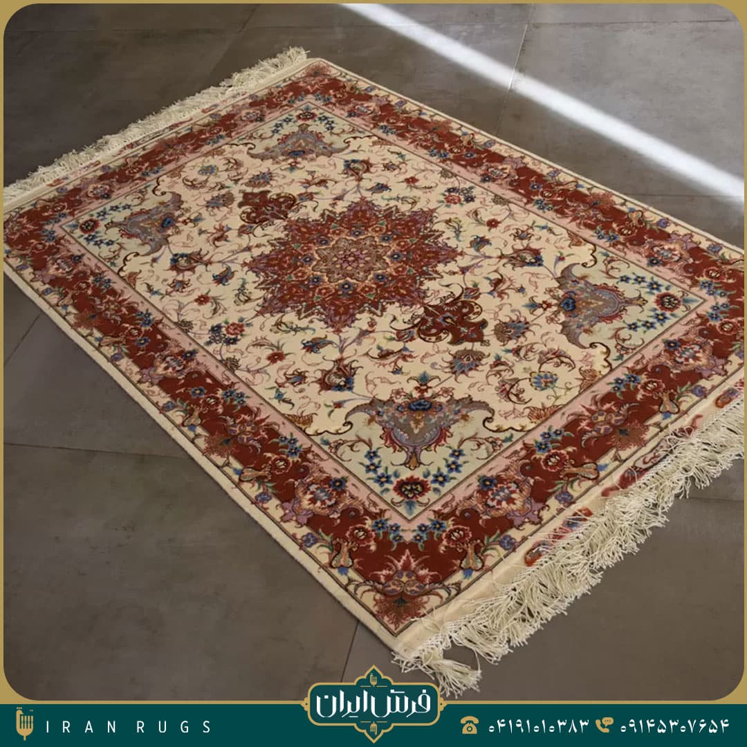 خرید فرش دستباف 1.5 متری نقش اولیا کرمی و زرشکی — تصویر ۶