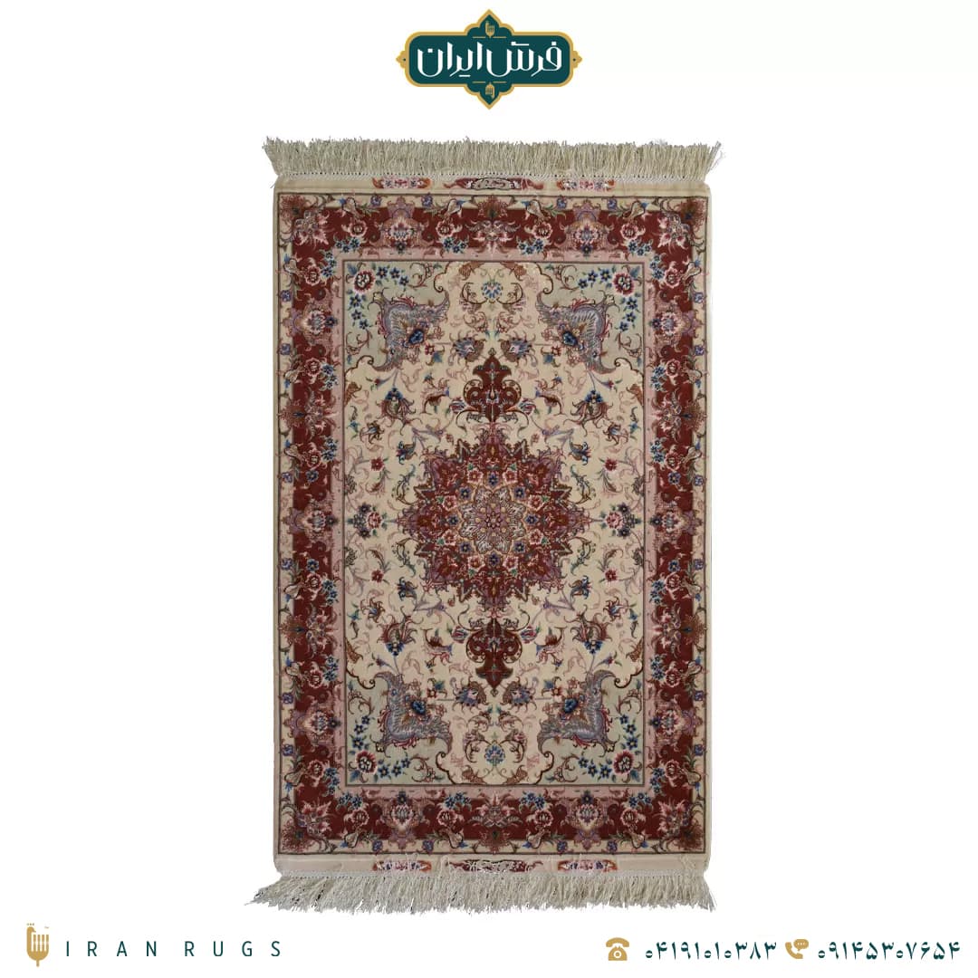 خرید فرش دستباف 1.5 متری نقش اولیا کرمی و زرشکی — تصویر ۵