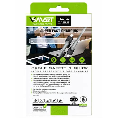 کابل شارژ و انتقال داده Vsmart VS-67 USB به Micro USB فست شارژ 5 آمپر 1 متری — تصویر ۲