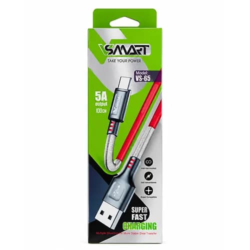 کابل شارژ تایپ C فست شارژ VSMART VS-65 — 5 آمپر، 1 متری