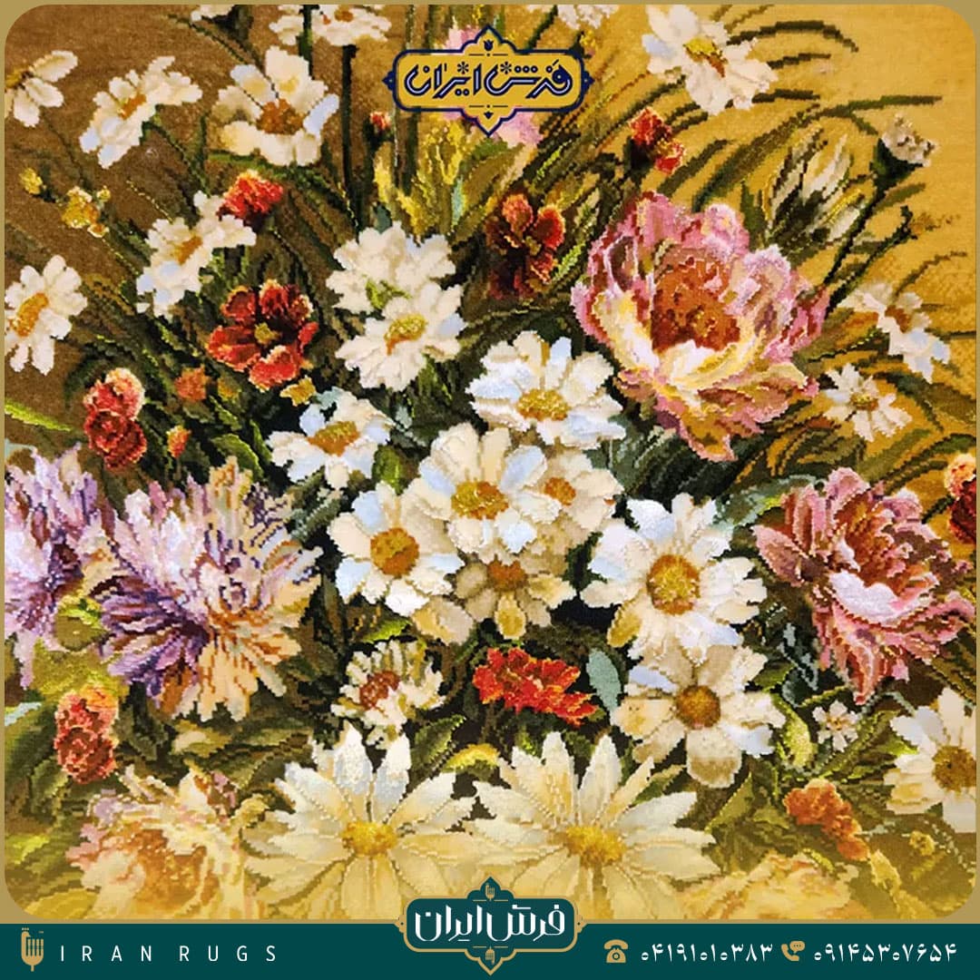 خرید تابلوفرش دستباف سبد گل ستونی سیدیان کد ۱۶ — تصویر ۷