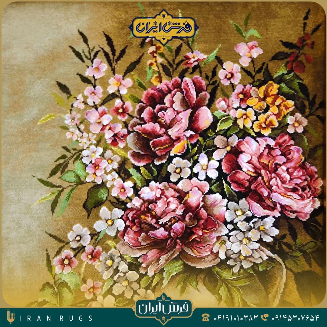 خرید تابلوفرش دستباف سبد گل ستونی سیدیان کد ۱۶ — تصویر ۶