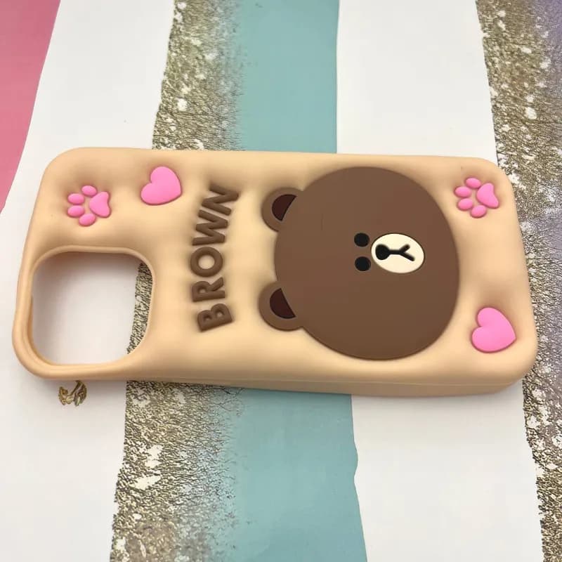 قاب گوشی iPhone 13 /iPhone 14 /iPhone 15 آیفون سیلیکونی طرح خرس قهوه ای کد 1035 — تصویر ۳