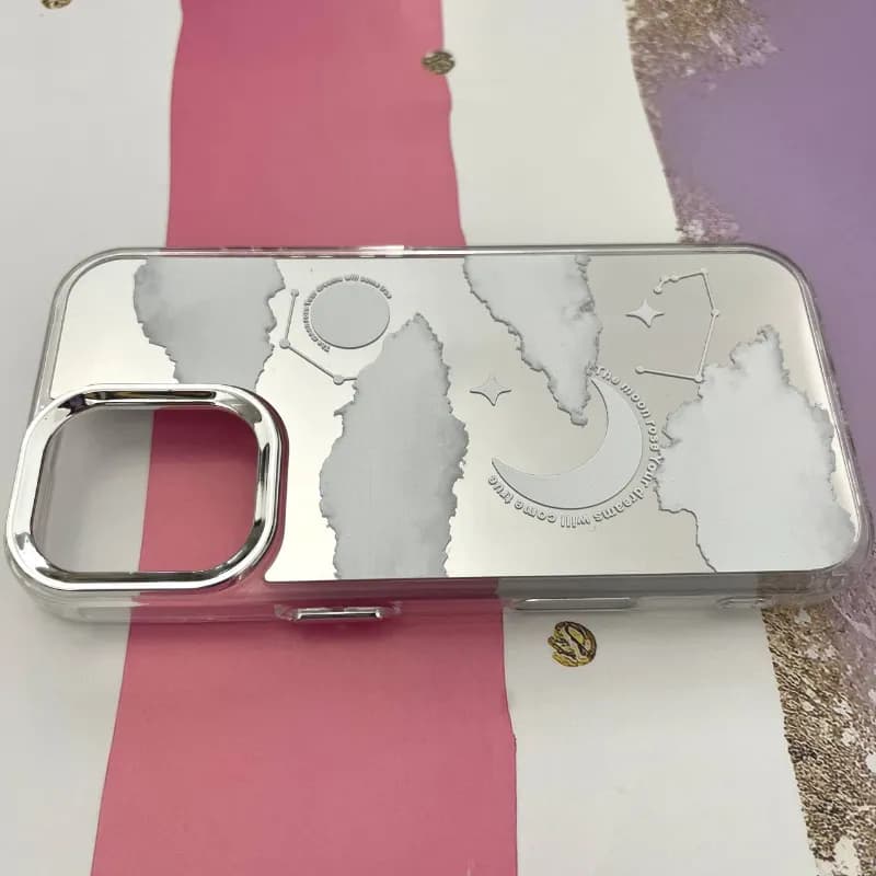 قاب گوشی iPhone 16 آیفون آینهای طرح ابر و ماه کد 1041 — تصویر ۲