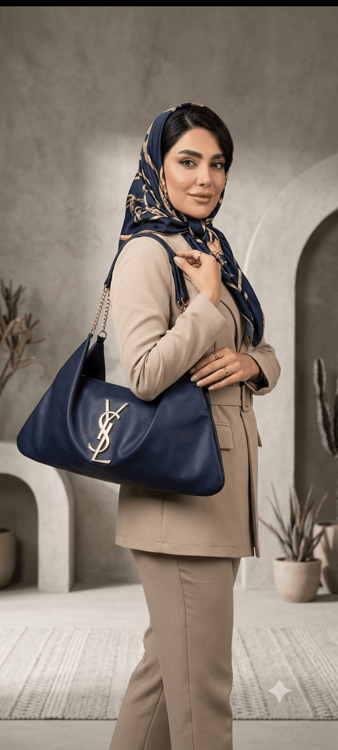 کیف خفاشی برند دوشی وای اس ال بند چرم زنجیز سایز بزرگ