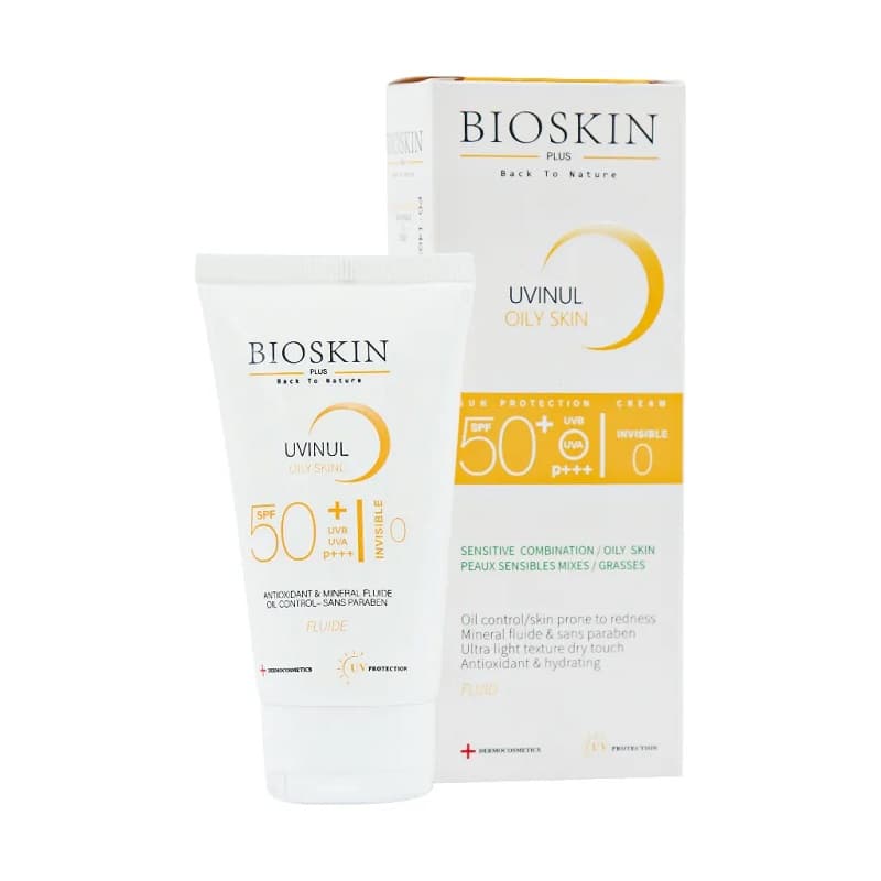فلوئید ضد آفتاب SPF50 پوست چرب و مختلط بایو اسکین پلاس 40 میلی لیتر