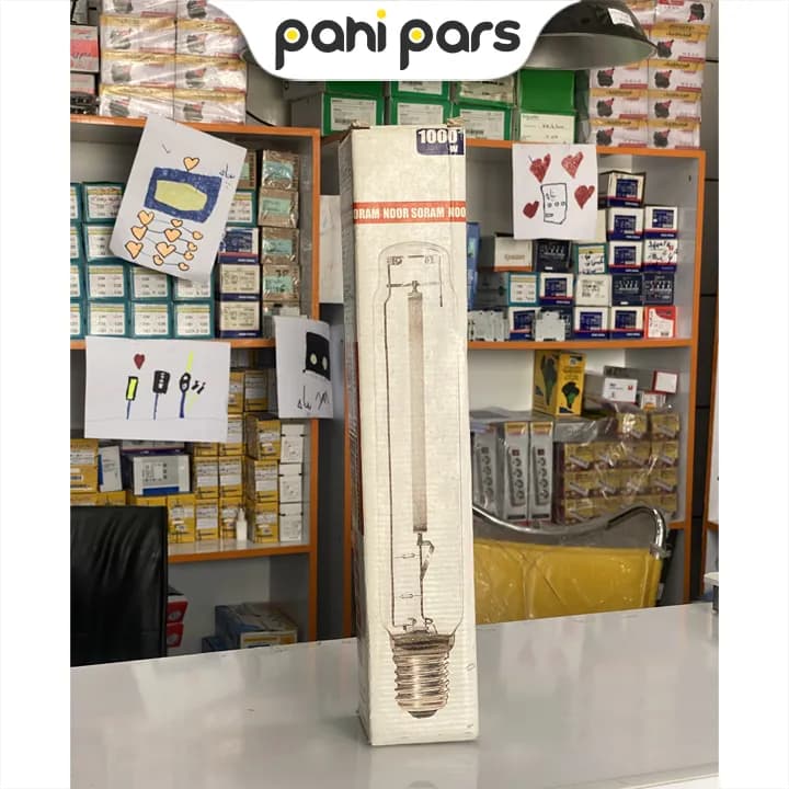 لامپ گازی استوانه ای 1000 وات بخار سدیم نور سرام و اسرام سرپیچ E40 — تصویر ۹