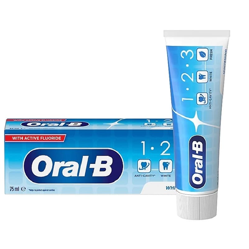 خمیر دندان سفید کننده اورال بی 123 مدل Whitening حجم 75 میلی لیتر — تصویر ۳