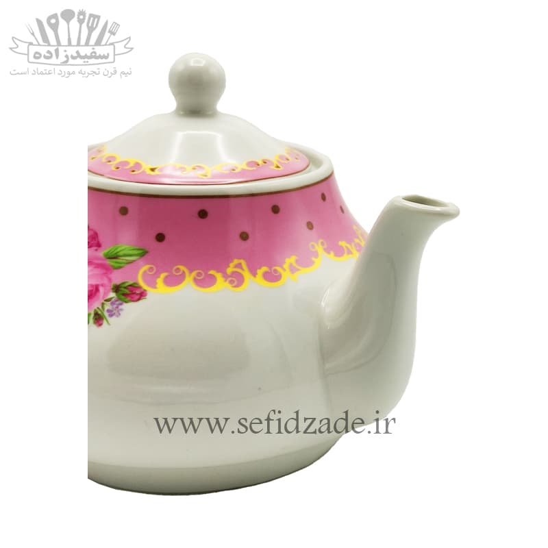 قوری چینی شکس (SHEX) مدل دریا حاشیه صورتی 750ml — تصویر ۳