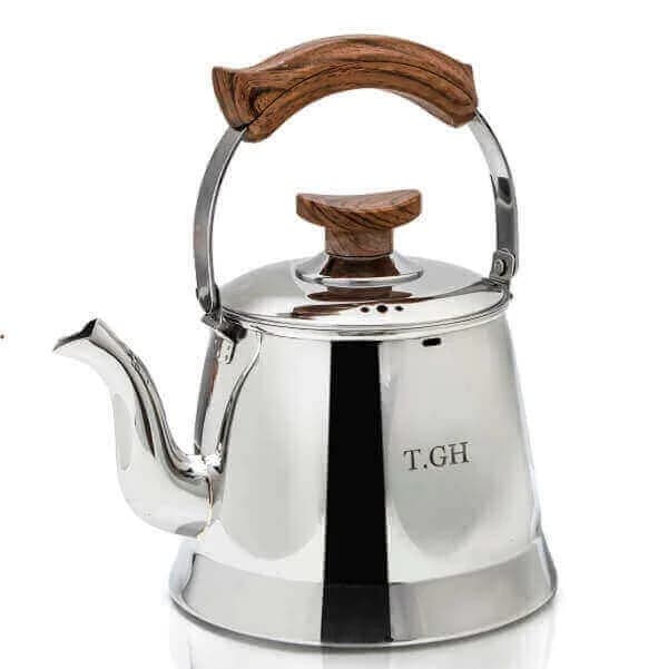کتری لوله دار کف چدن قیطاسی کاوان 3 لیتری دسته طرح چوب 30805 — تصویر ۶