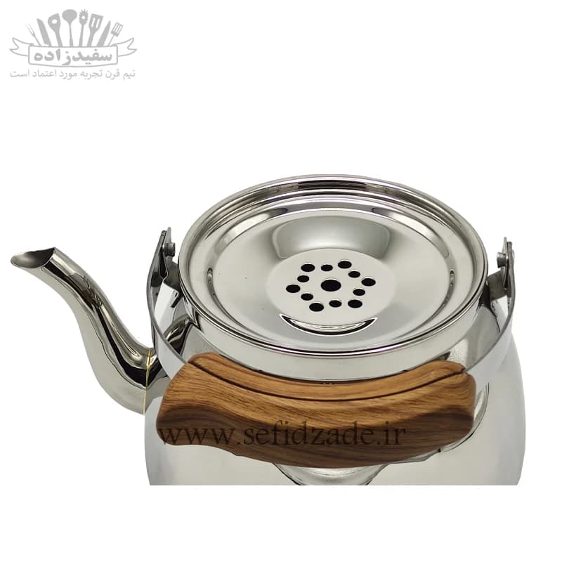 کتری لوله دار کف چدن قیطاسی کاوان 3 لیتری دسته طرح چوب 30805 — تصویر ۷