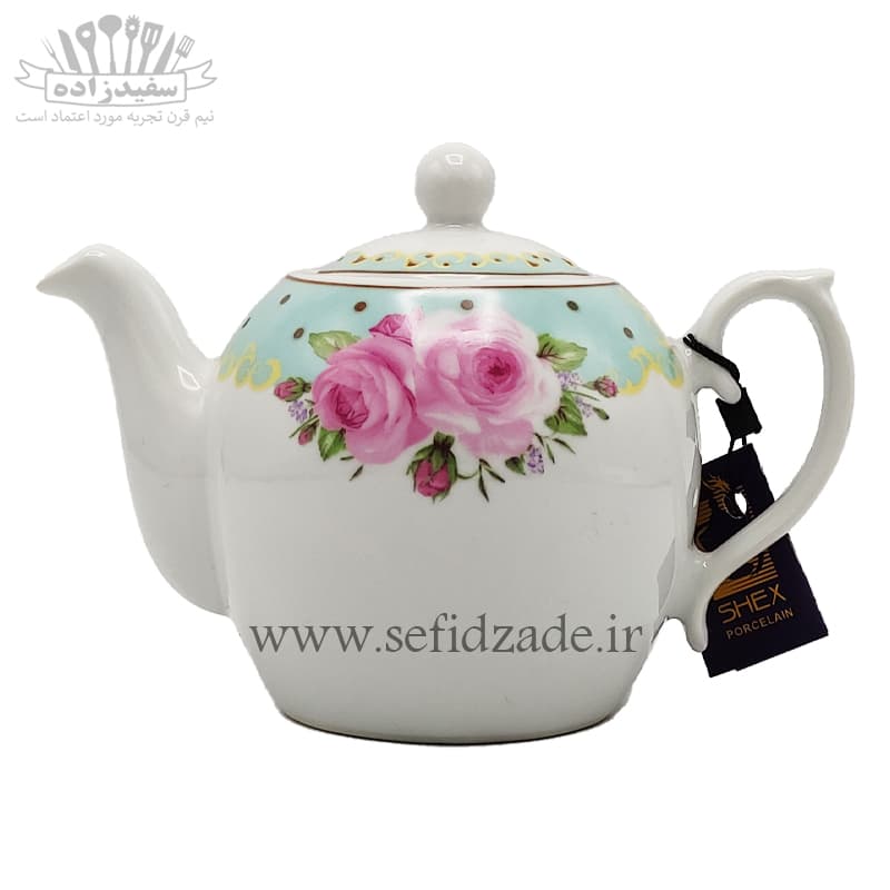 قوری چینی شکس (SHEX) مدل مجید گل آبی 1000ml — تصویر ۵
