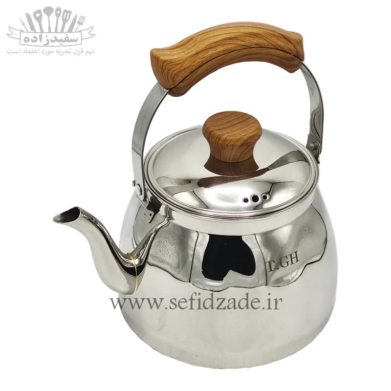 کتری لوله دار کف چدن قیطاسی میترا 3.5 لیتری دسته طرح چوب 5009 — تصویر ۶