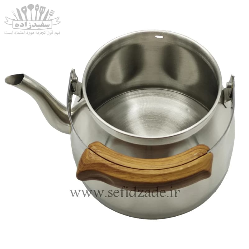 کتری لوله دار کف چدن قیطاسی میترا 3.5 لیتری دسته طرح چوب 5008 — تصویر ۳