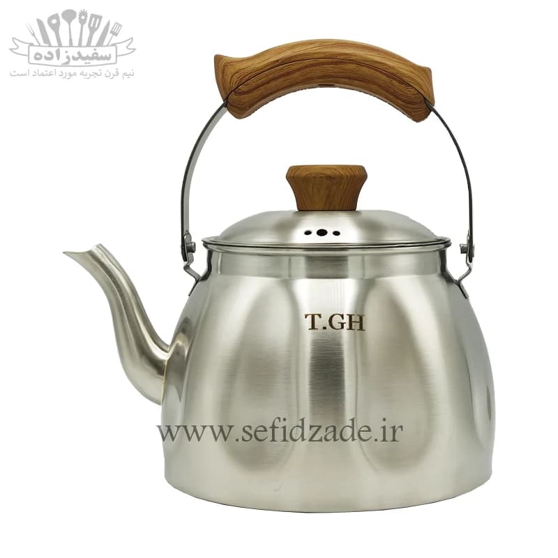 کتری لوله دار کف چدن قیطاسی میترا 3.5 لیتری دسته طرح چوب 5008