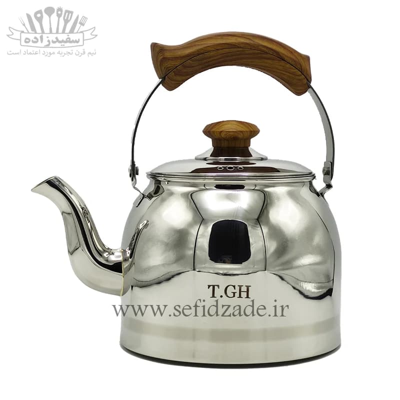 کتری لوله دار کف چدن قیطاسی کارن 3 لیتری دسته طرح چوب 30705 — تصویر ۶