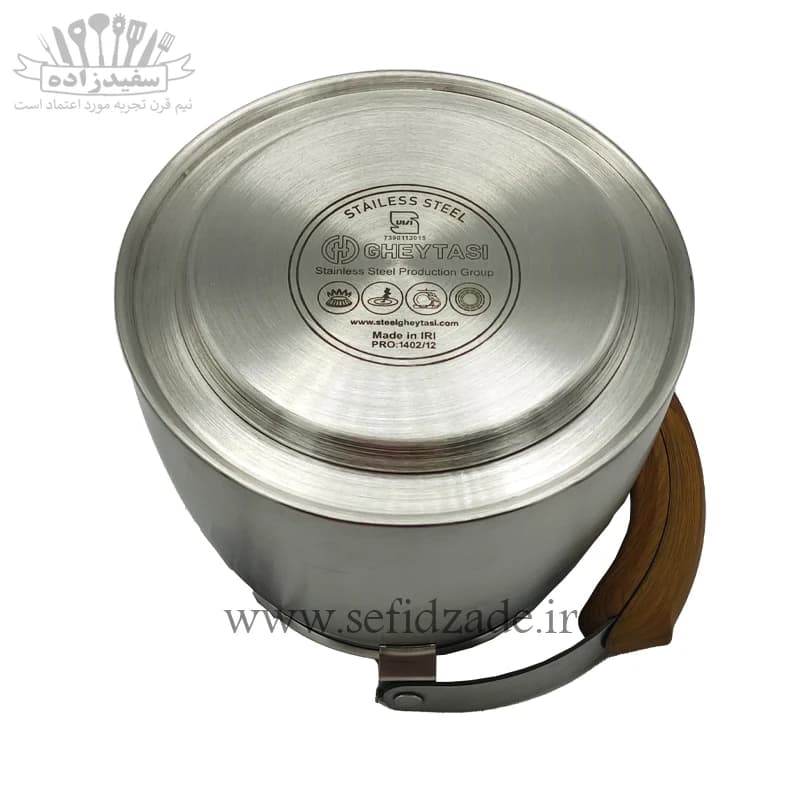 کتری لوله دار کف چدن قیطاسی سپهر 2.5 لیتری دسته طرح چوب 30407 — تصویر ۵