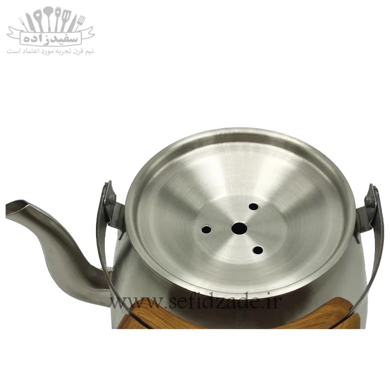 کتری لوله دار کف چدن قیطاسی سپهر 2.5 لیتری دسته طرح چوب 30407 — تصویر ۲