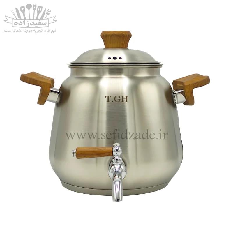 کتری شیردار کف چدن قیطاسی پاسارگاد 5.5 لیتری دسته طرح چوب 6004 — تصویر ۷