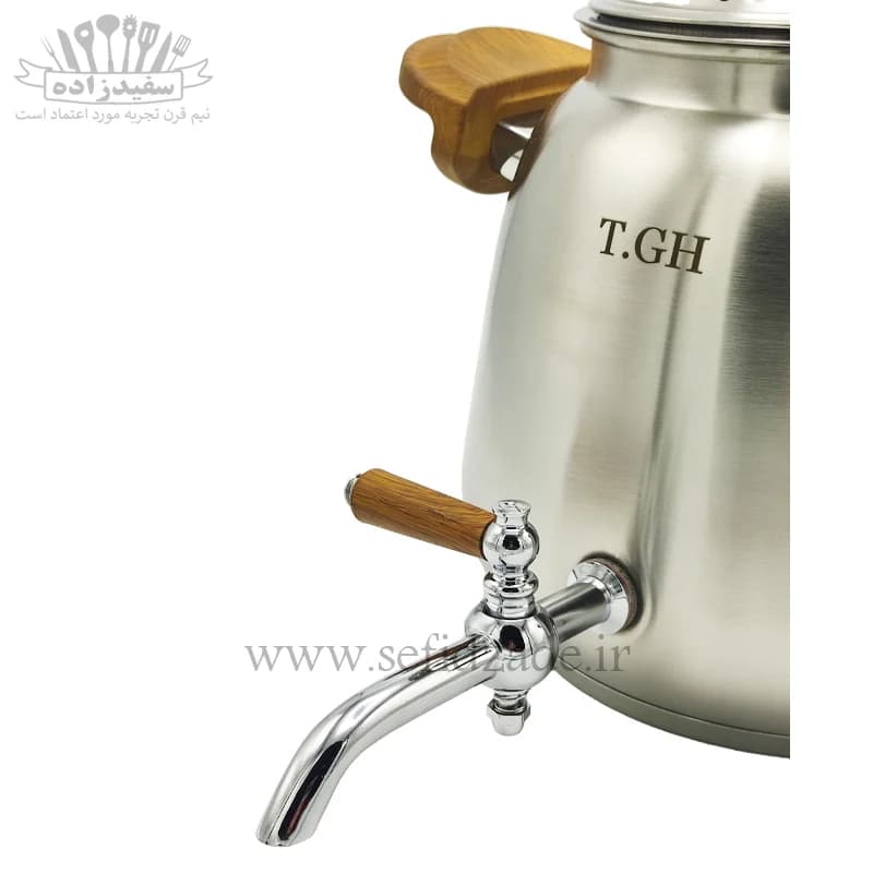 کتری شیردار کف چدن قیطاسی پاسارگاد 5.5 لیتری دسته طرح چوب 6004 — تصویر ۲