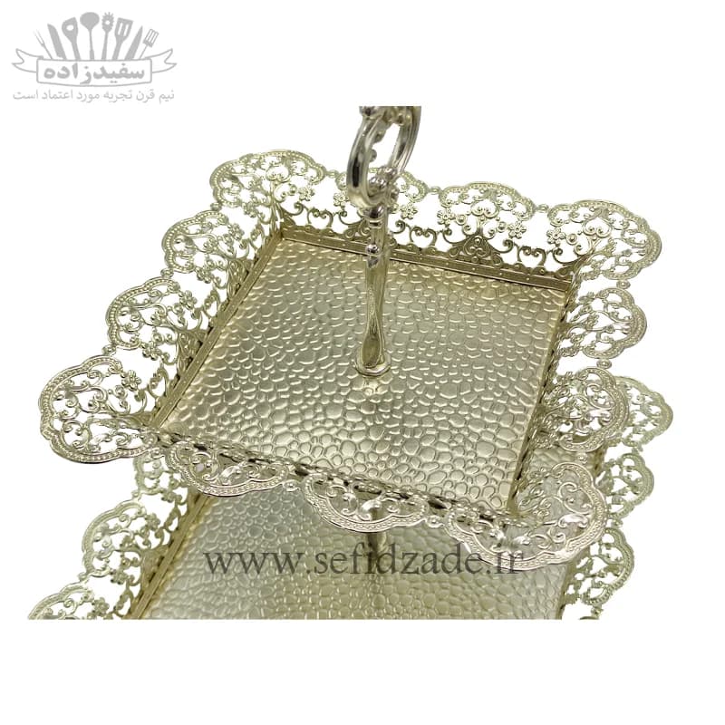 شکلات خوری دو طبقه سلینا یونا مربع نقره ای 2945 — تصویر ۲
