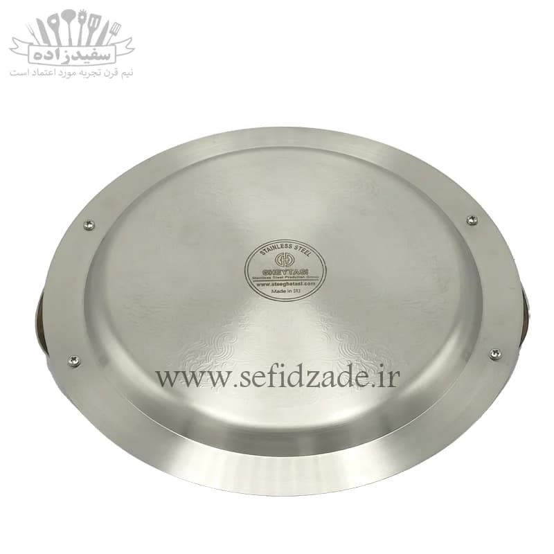 سینی پذیرایی استیل گرد قیطاسی کد 1003 — تصویر ۷