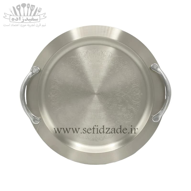 سینی پذیرایی استیل گرد قیطاسی کد 1003