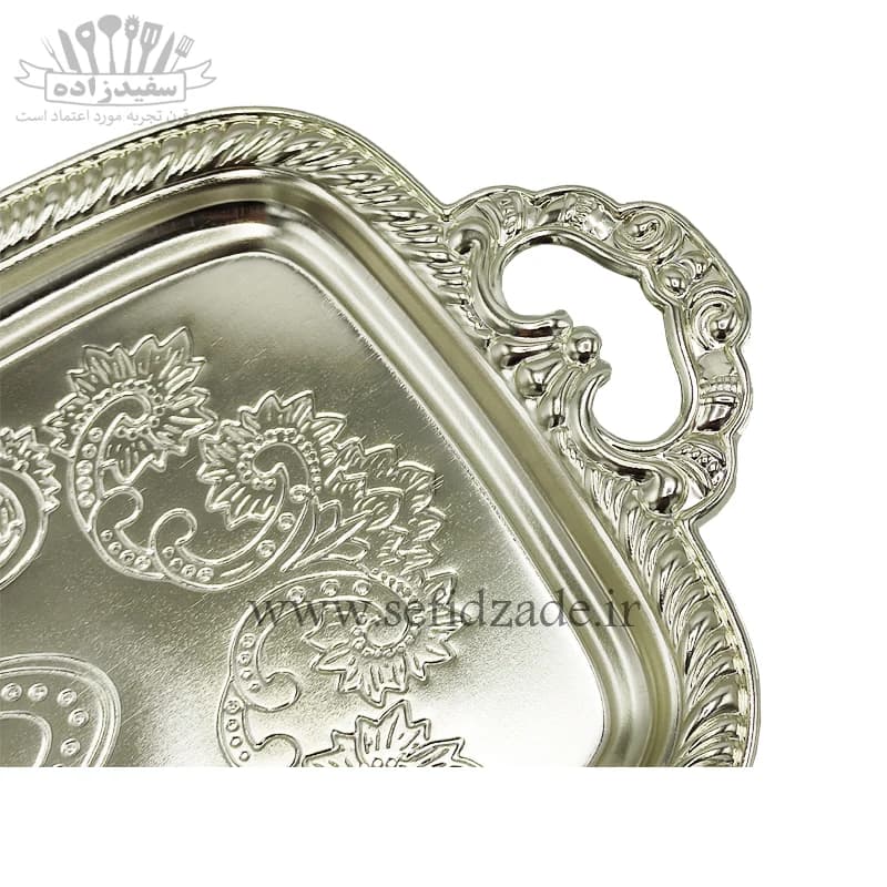 سینی پذیرایی مستطیل سلینا مدل ونوس نقره ای کد 2123 — تصویر ۲