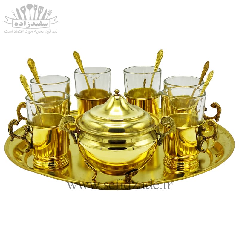 سرویس چایی خوری 20 پارچه برنجی مدل ساده