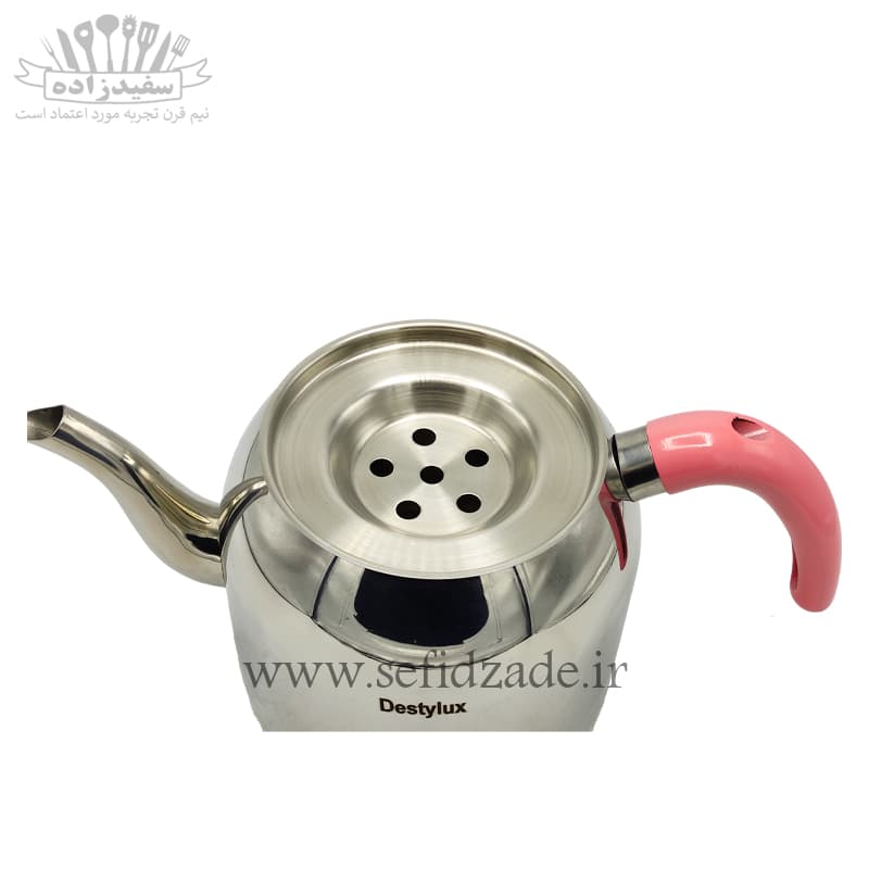 کتری و قوری لوله دار دستی لوکس 802 دسته صورتی 2.5 لیتری — تصویر ۱۱