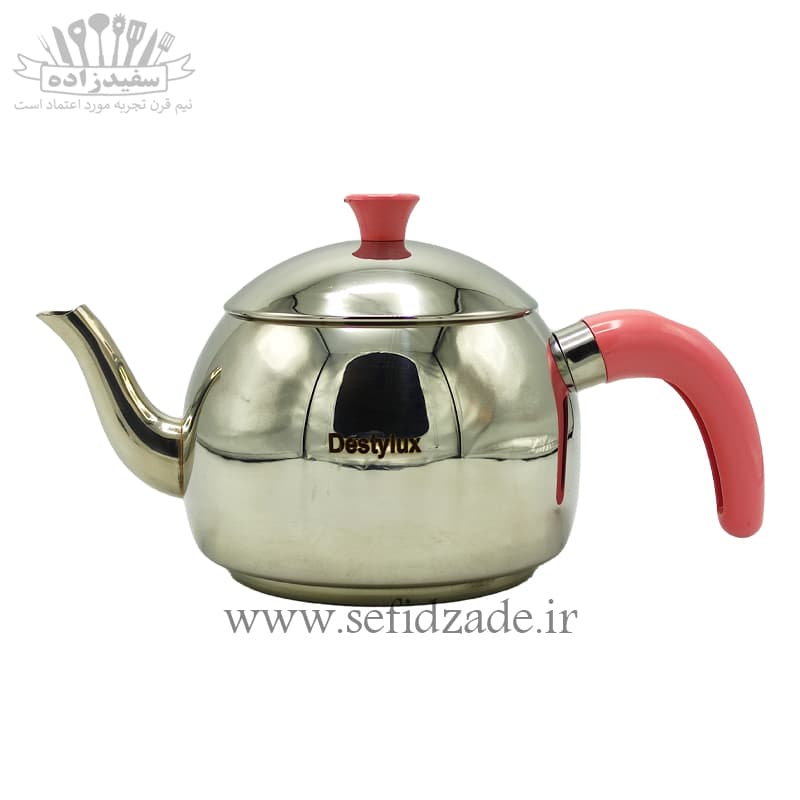 کتری و قوری لوله دار دستی لوکس 802 دسته صورتی 2.5 لیتری — تصویر ۹