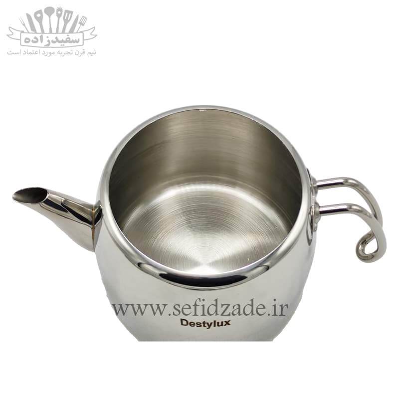 کتری و قوری لوله دار دستی لوکس 803 دسته استیل 2.5 لیتری — تصویر ۵