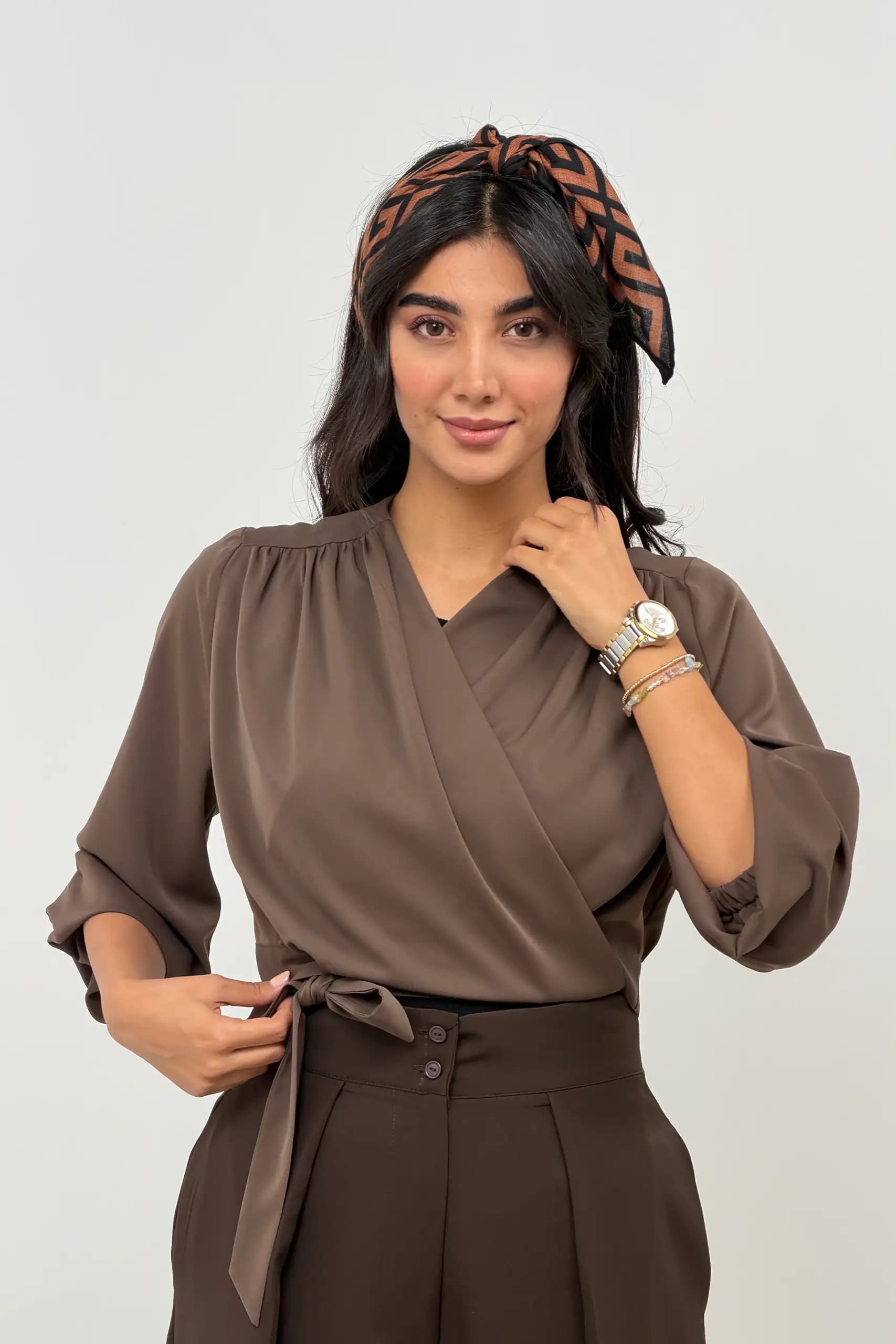 شومیز ژاکلین چپ و راستی آستین کش — تصویر ۹