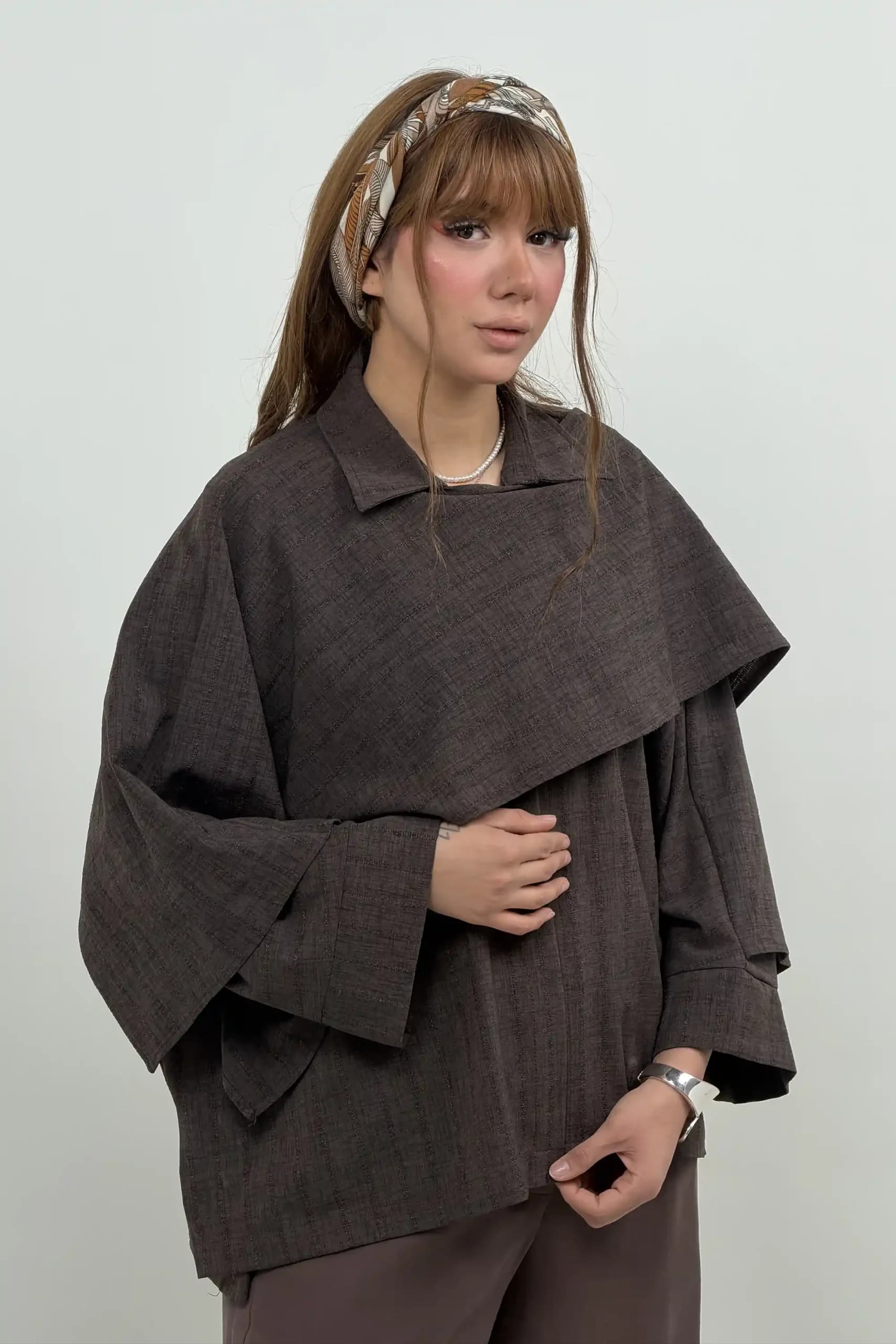مانتو کت زنانه سافاری شالدار