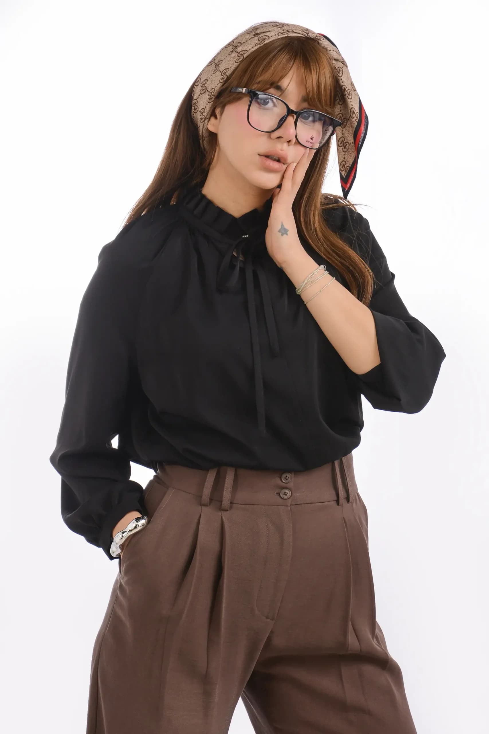 شومیز آستین رگلان یقه چین — تصویر ۸
