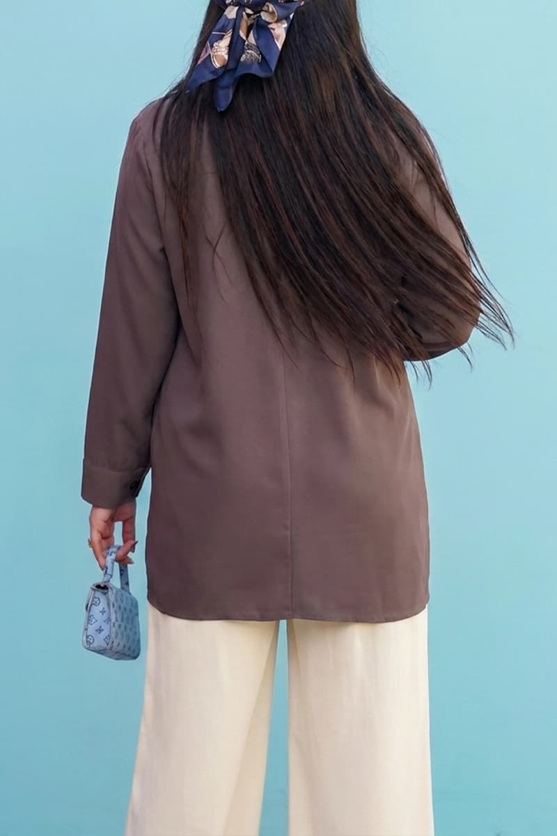 شومیز ژاکلین زنانه سایز بزرگ ریزشی — تصویر ۲