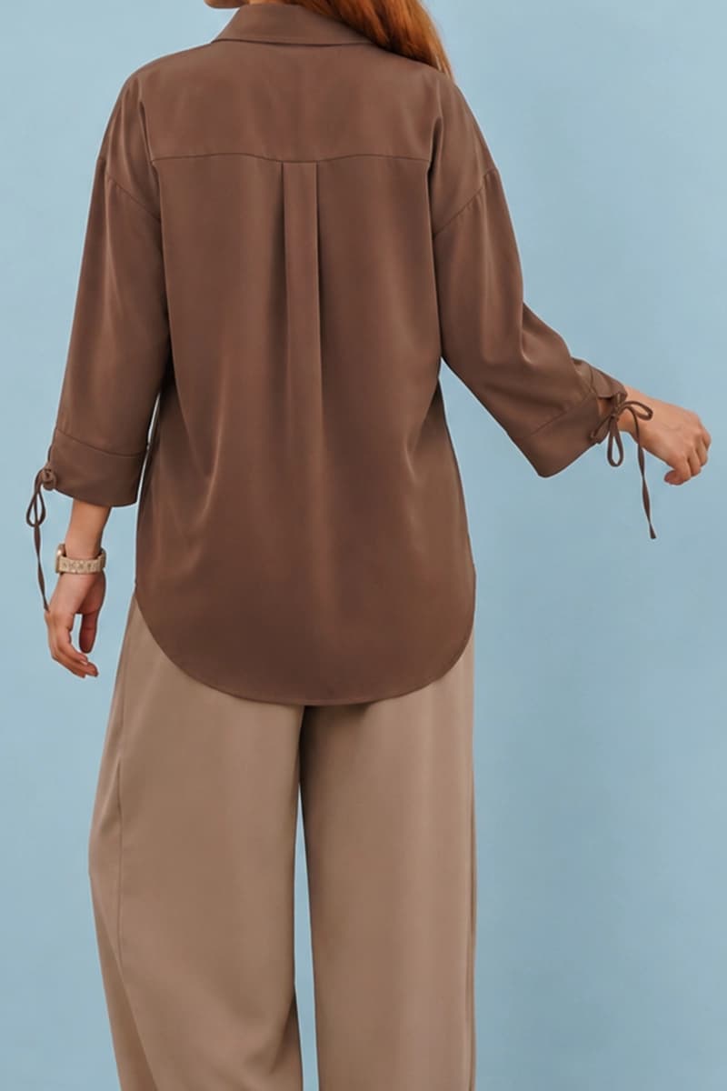شومیز آستین بندی ژاکلین زنانه ریزشی — تصویر ۱۰