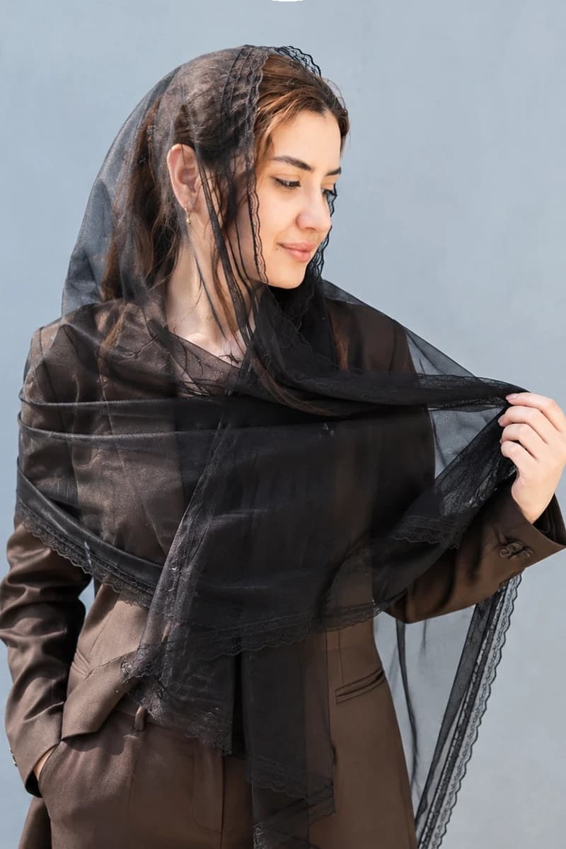 شال توری زنانه مدل دانتل مشکی