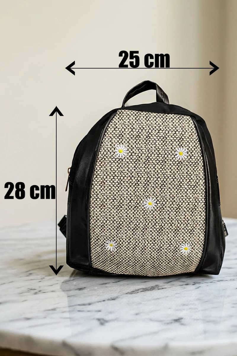 کوله پشتی دخترانه طرح گل بابونه — تصویر ۳