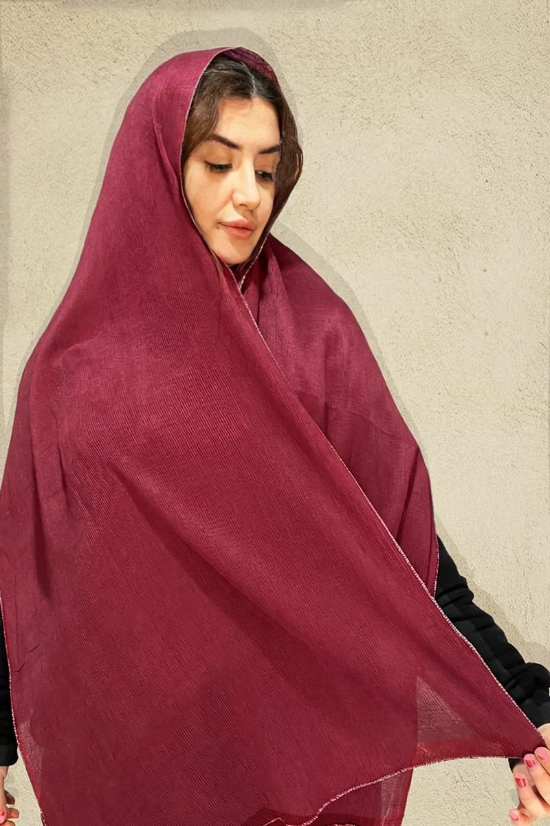 شال نخی پلیسه دور سیمی — تصویر ۴