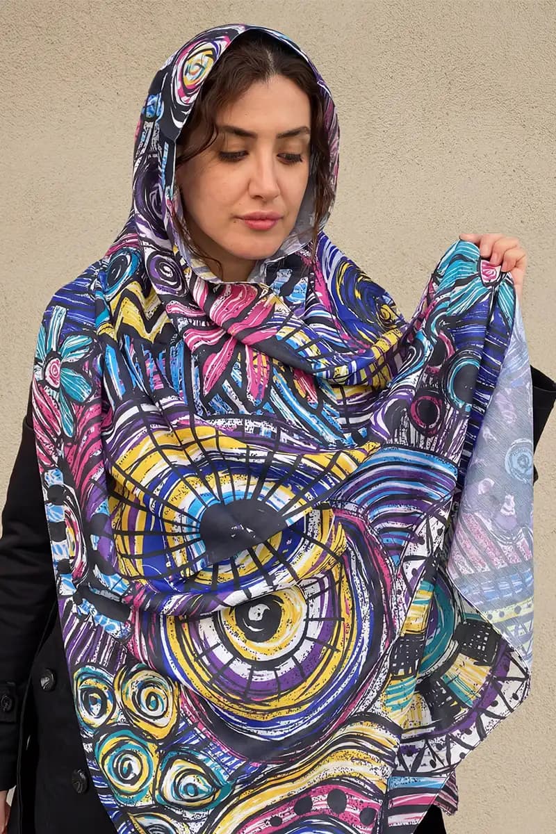 شال نخی طرح دار جدید